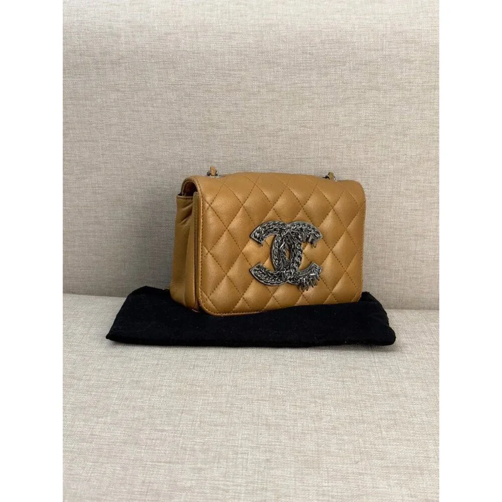 CHANEL Gold Lambskin CC Flap Bag Small SHW